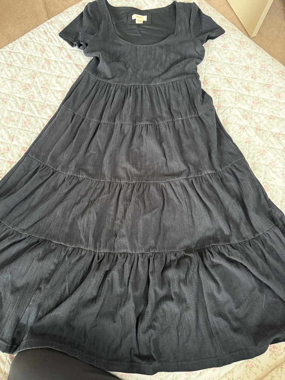 Maeve Black Tiered Scoop-Neck Tank Dress